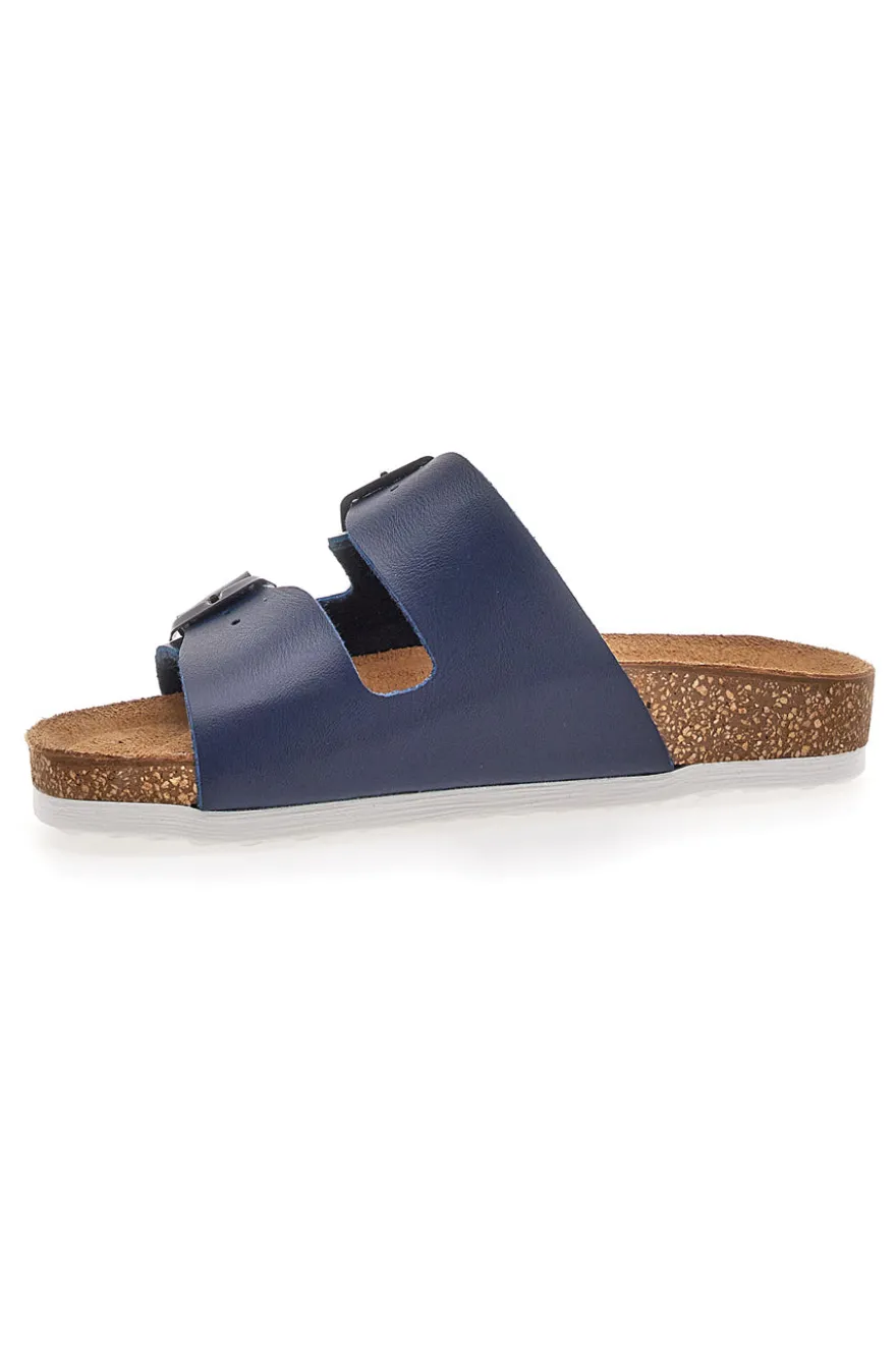 Ciabatte Blu Con Plantare In Vera Pelle Pittarello Bio 257206