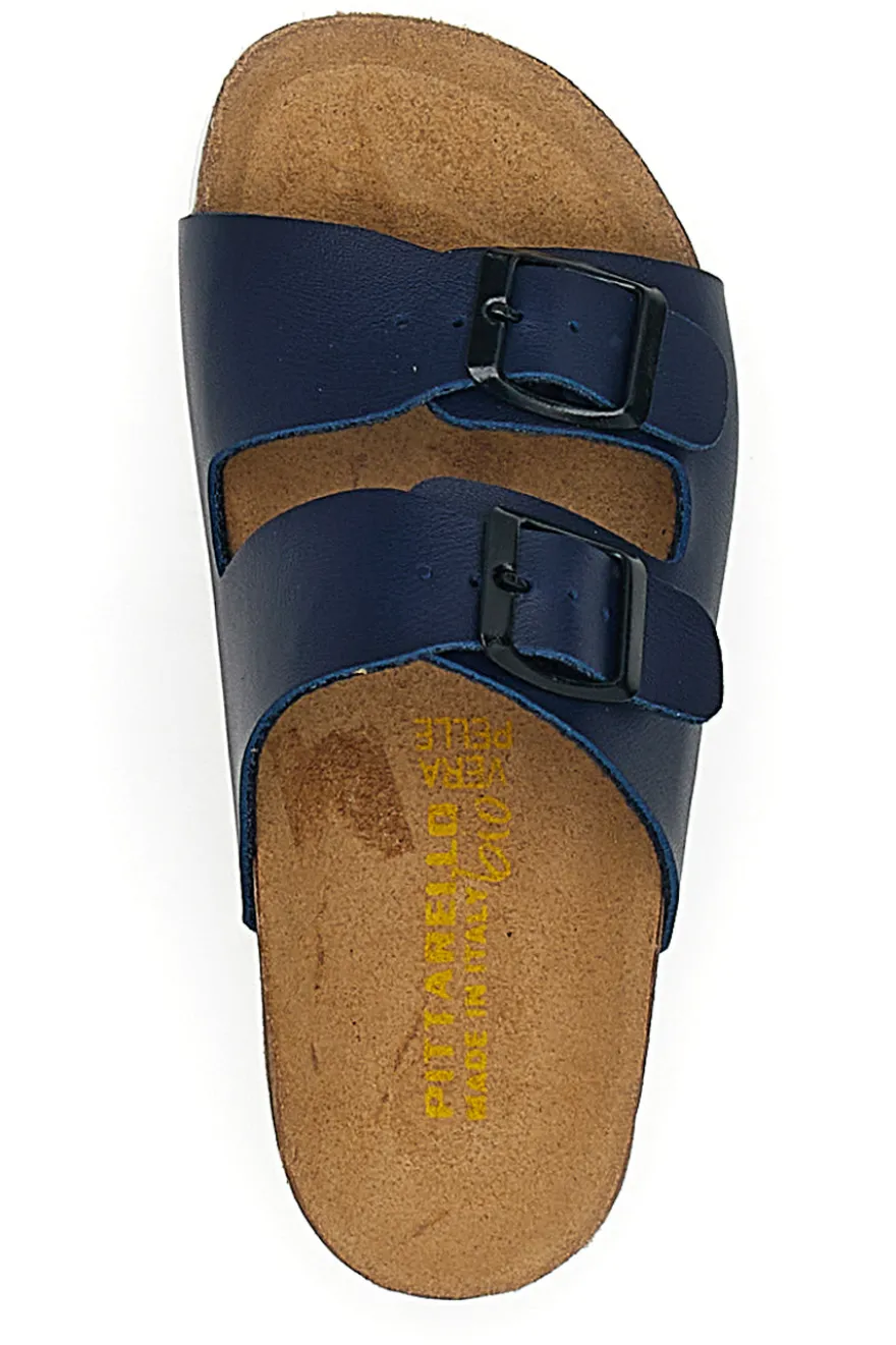 Ciabatte Blu Con Plantare In Vera Pelle Pittarello Bio 257206