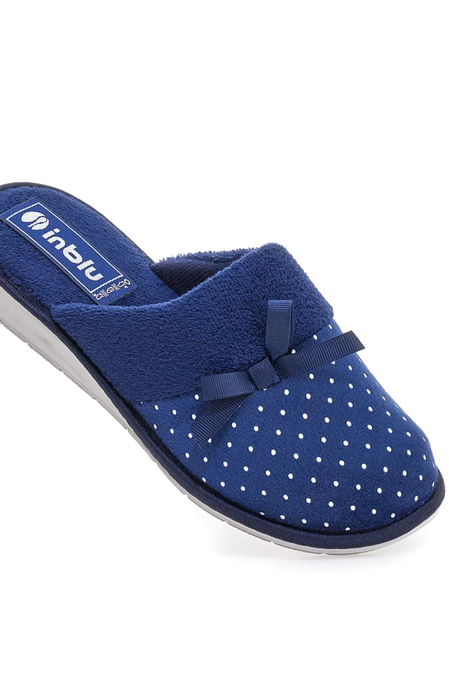 Ciabatte blu con pois e fiocco decorativo Inblu 72 LB