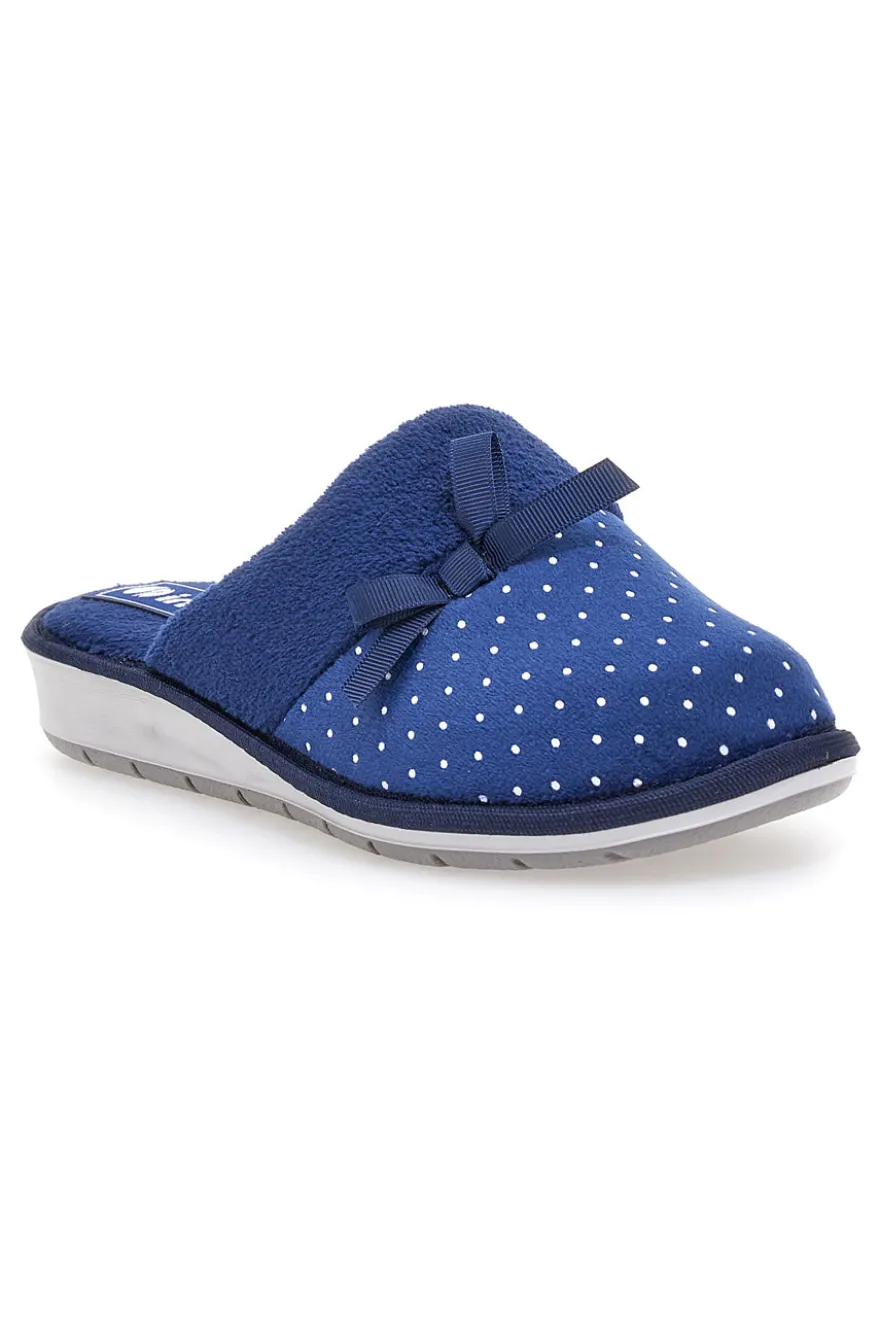 Ciabatte blu con pois e fiocco decorativo Inblu 72 LB