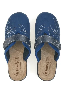 Ciabatte blu con ricamo floreale e chiusura regolabile Inblu 17 LV