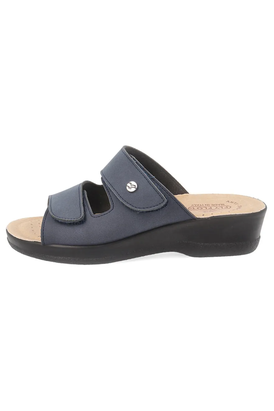 Ciabatte blu con sottopiede in vera pelle, fodera Air Flot e antiscivolo Fly Flot 90630J86CE
