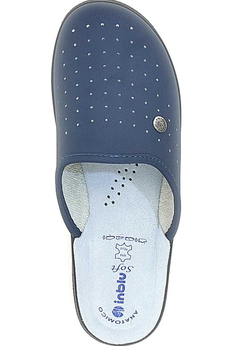 Ciabatte Blu Con Sottopiede in Pelle Inblu 33 Rh