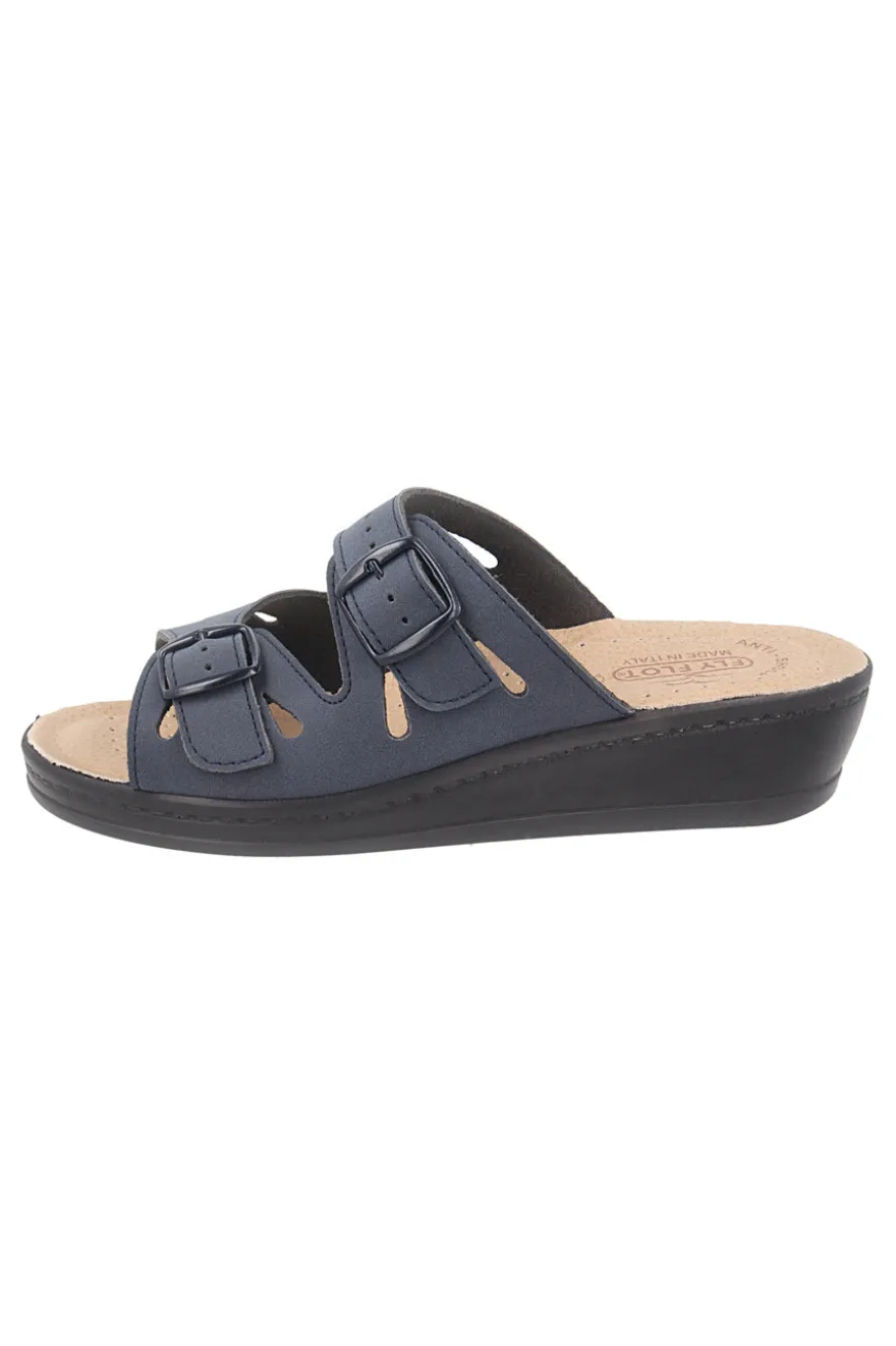 Ciabatte blu con sottopiede in vera pelle antiscivolo Fly Flot 90160008CE
