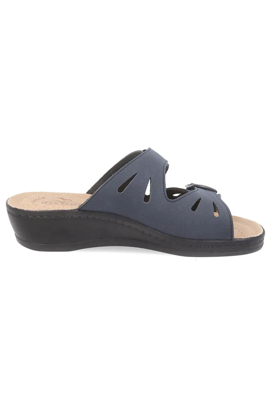 Ciabatte blu con sottopiede in vera pelle antiscivolo Fly Flot 90160008CE