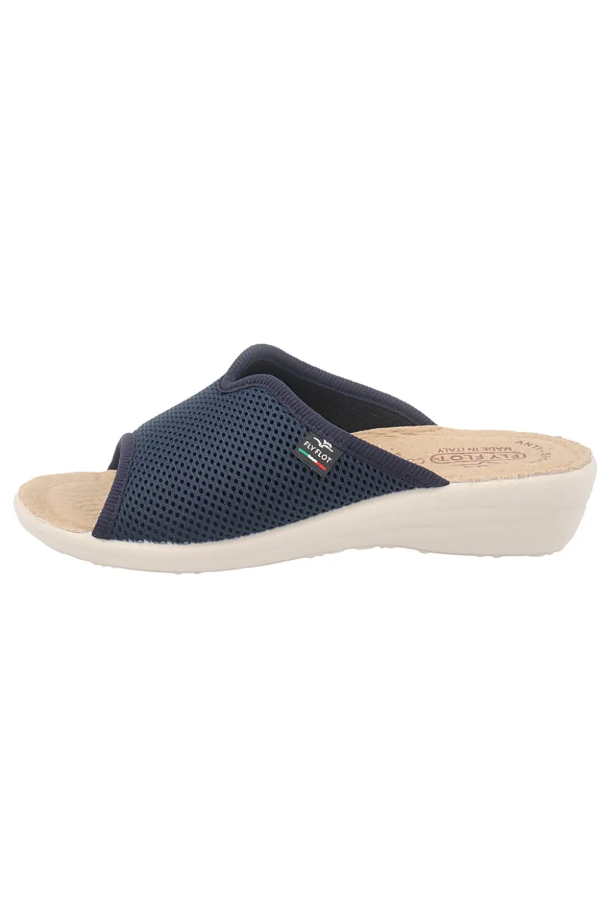 Ciabatte blu con sottopiede in vera pelle antiscivolo Fly Flot 90T40429FE