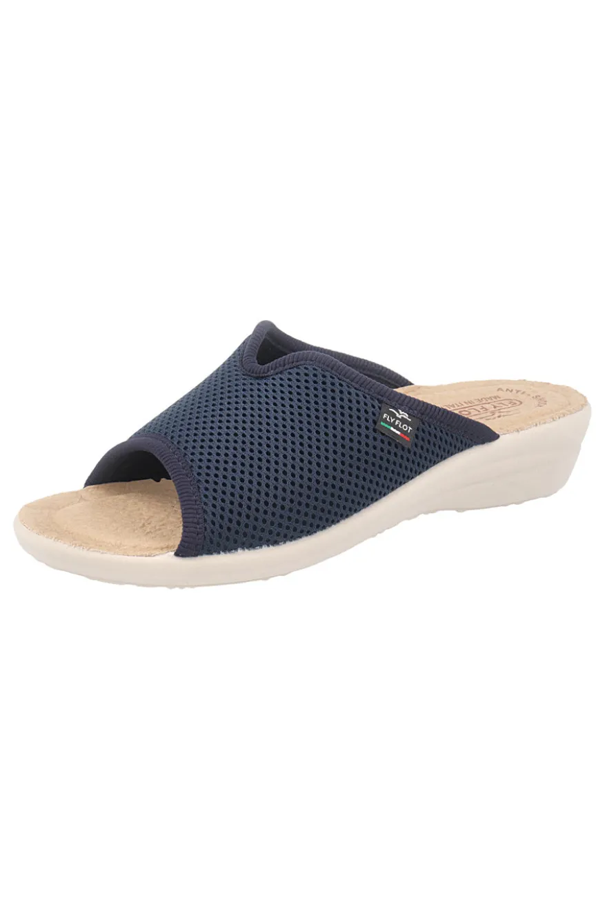 Ciabatte blu con sottopiede in vera pelle antiscivolo Fly Flot 90T40429FE
