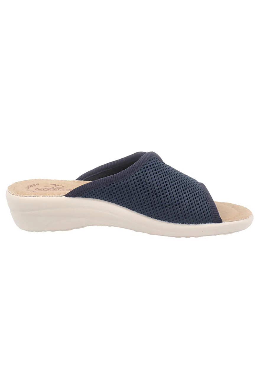 Ciabatte blu con sottopiede in vera pelle antiscivolo Fly Flot 90T40429FE