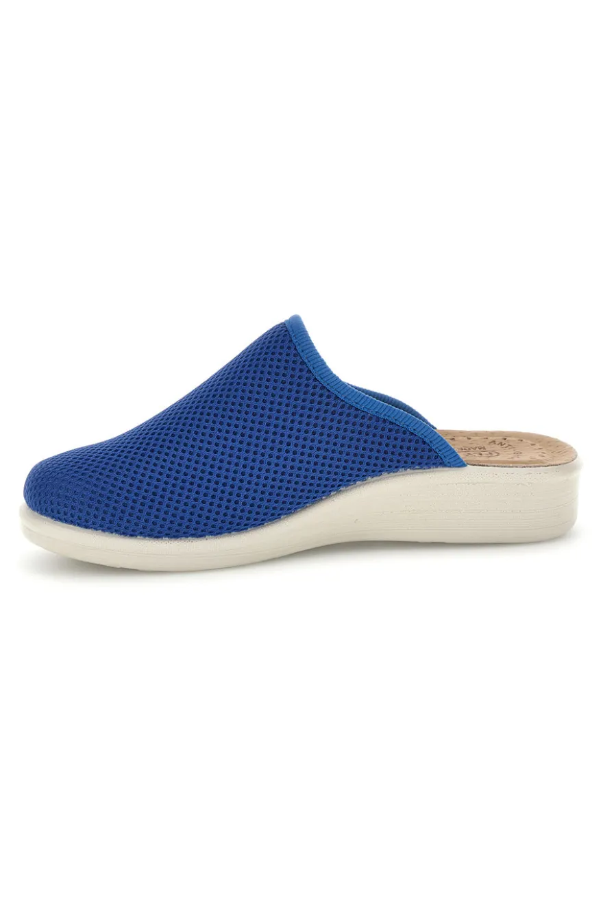 Ciabatte blu con sottopiede in vera pelle antiscivolo Fly Flot 90830368FE