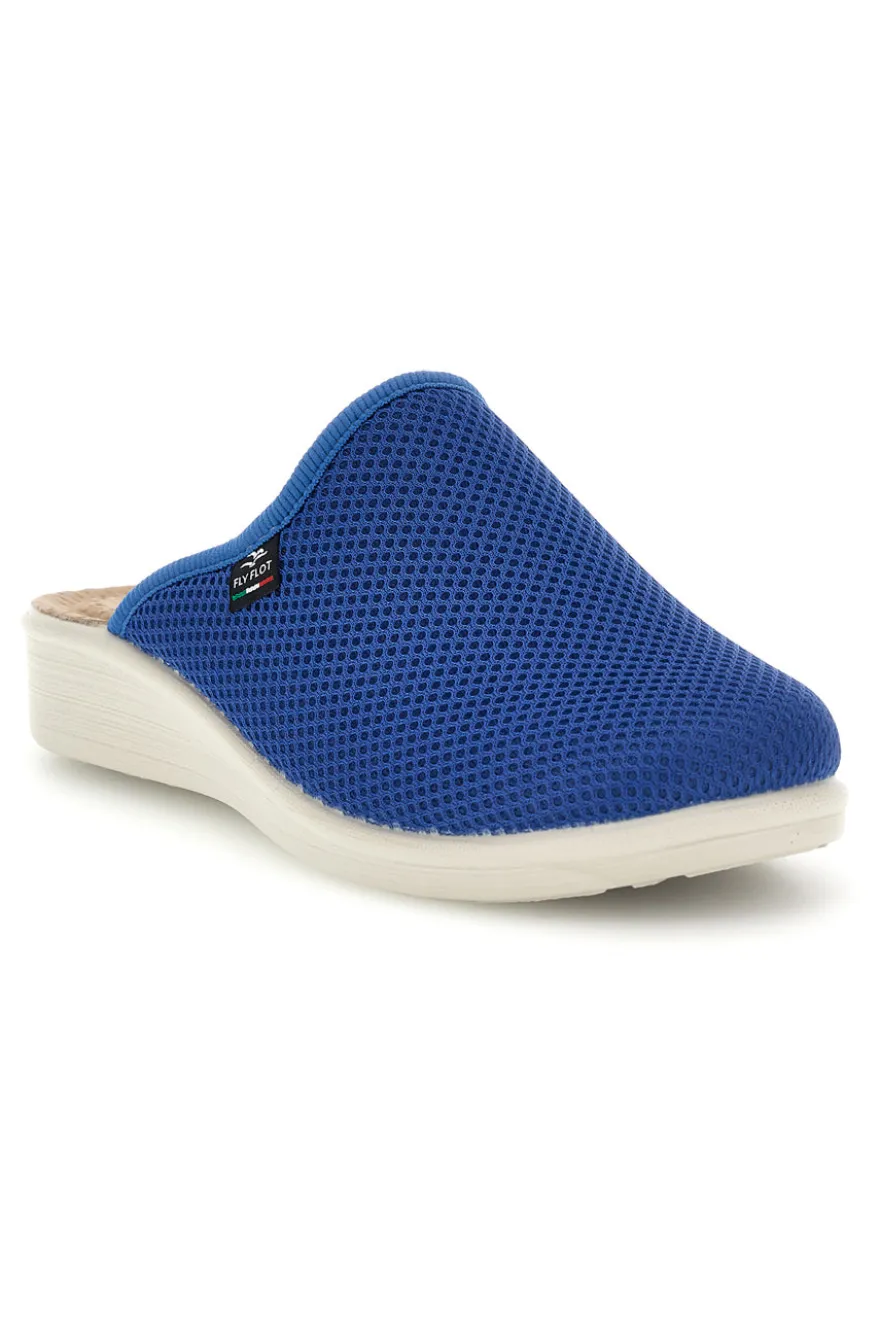 Ciabatte blu con sottopiede in vera pelle antiscivolo Fly Flot 90830368FE