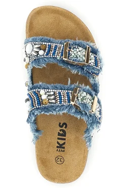 Ciabatte Blu con Strass e Doppia Fibbia Pitt kids 14613
