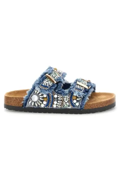 Ciabatte Blu con Strass e Doppia Fibbia Pitt kids 14613