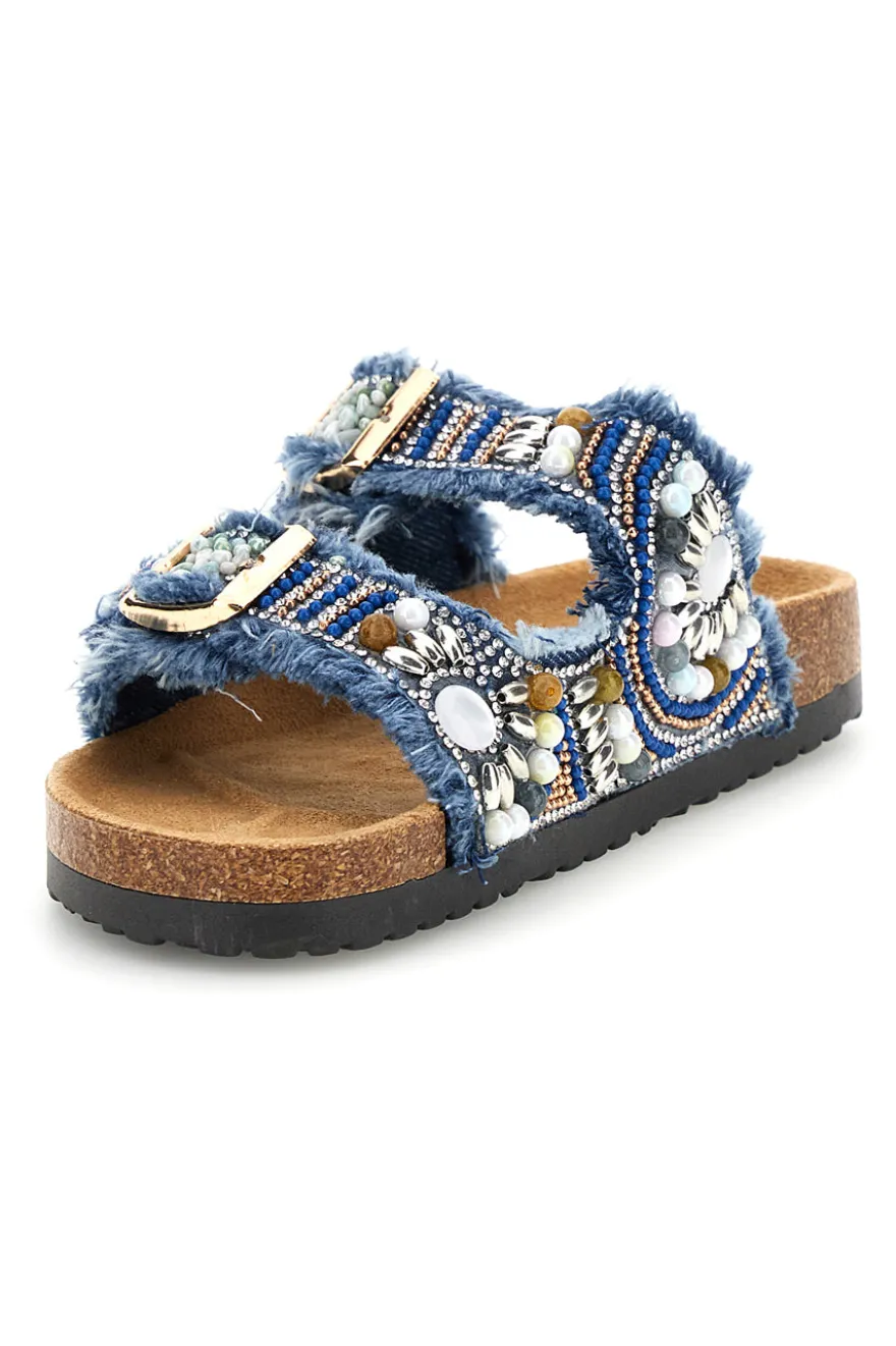 Ciabatte Blu con Strass e Doppia Fibbia Pitt kids 14613