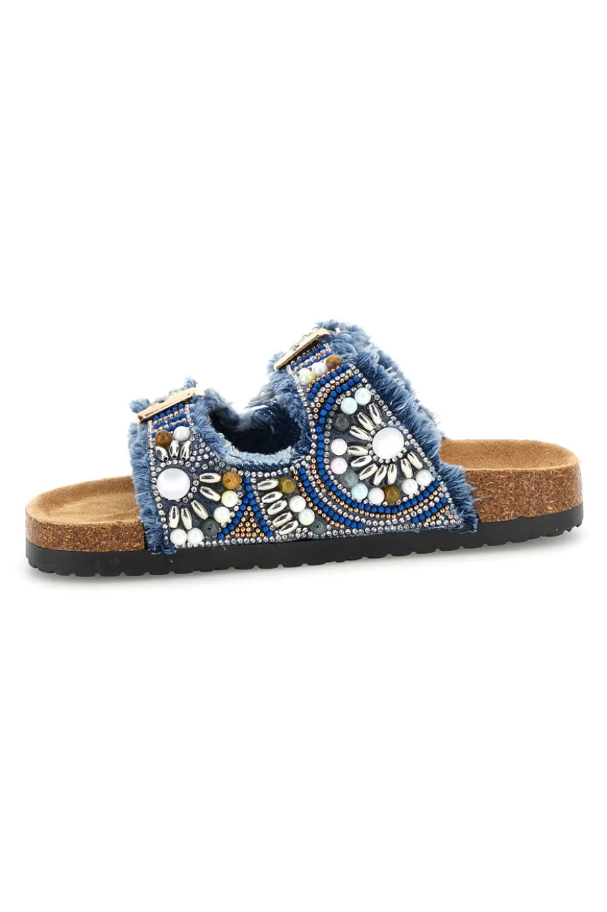 Ciabatte Blu con Strass e Doppia Fibbia Pitt kids 14613