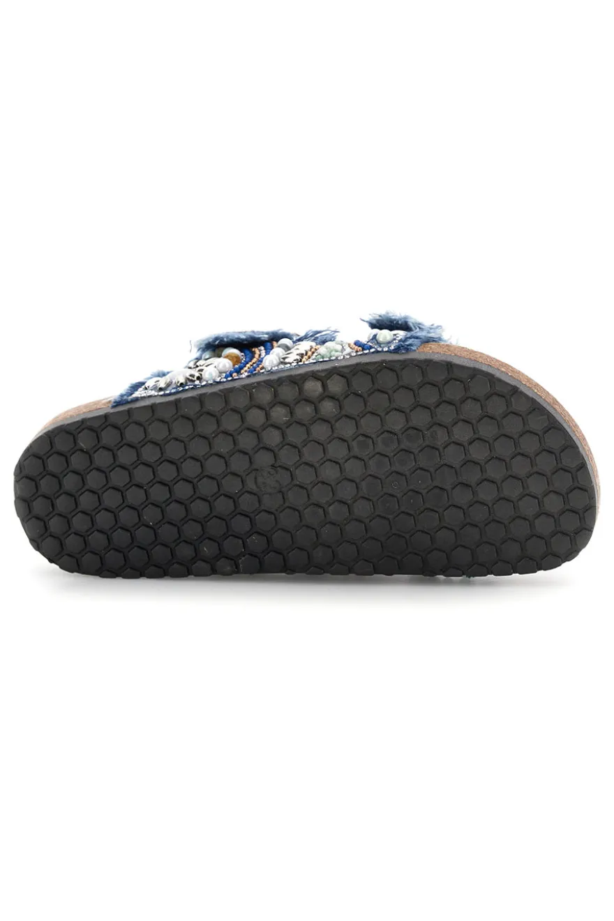 Ciabatte Blu con Strass e Doppia Fibbia Pitt kids 14613