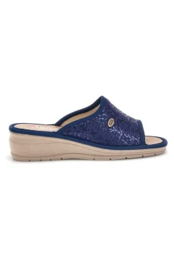 Ciabatte Blu con zeppa comfort Linea Comoda 7555