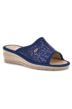 Ciabatte Blu con zeppa comfort Linea Comoda 7555