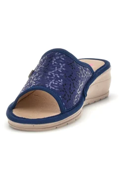 Ciabatte Blu con zeppa comfort Linea Comoda 7555