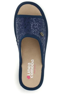 Ciabatte Blu con zeppa comfort Linea Comoda 7555