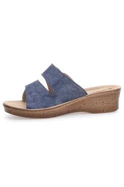 Ciabatte Blu Con Zeppa e Strappo in Velcro InBlu 2675
