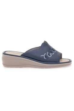 Ciabatte Blu Con Zeppa Made In Italy Linea Comoda 7226