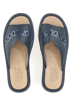 Ciabatte Blu Con Zeppa Made In Italy Linea Comoda 7226