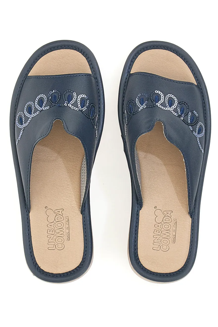 Ciabatte Blu Con Zeppa Made In Italy Linea Comoda 7226