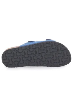 Ciabatte blu in denim con borchie e doppia fibbia PITTARELLO SUN SR001