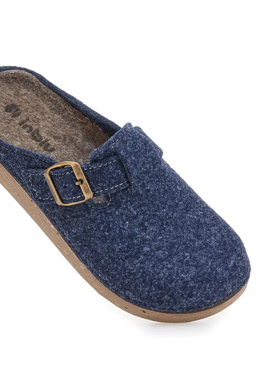 Ciabatte blu in feltro con fibbia decorativa Inblu 27 ED