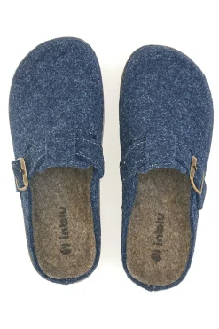 Ciabatte blu in feltro con fibbia decorativa Inblu 27 ED