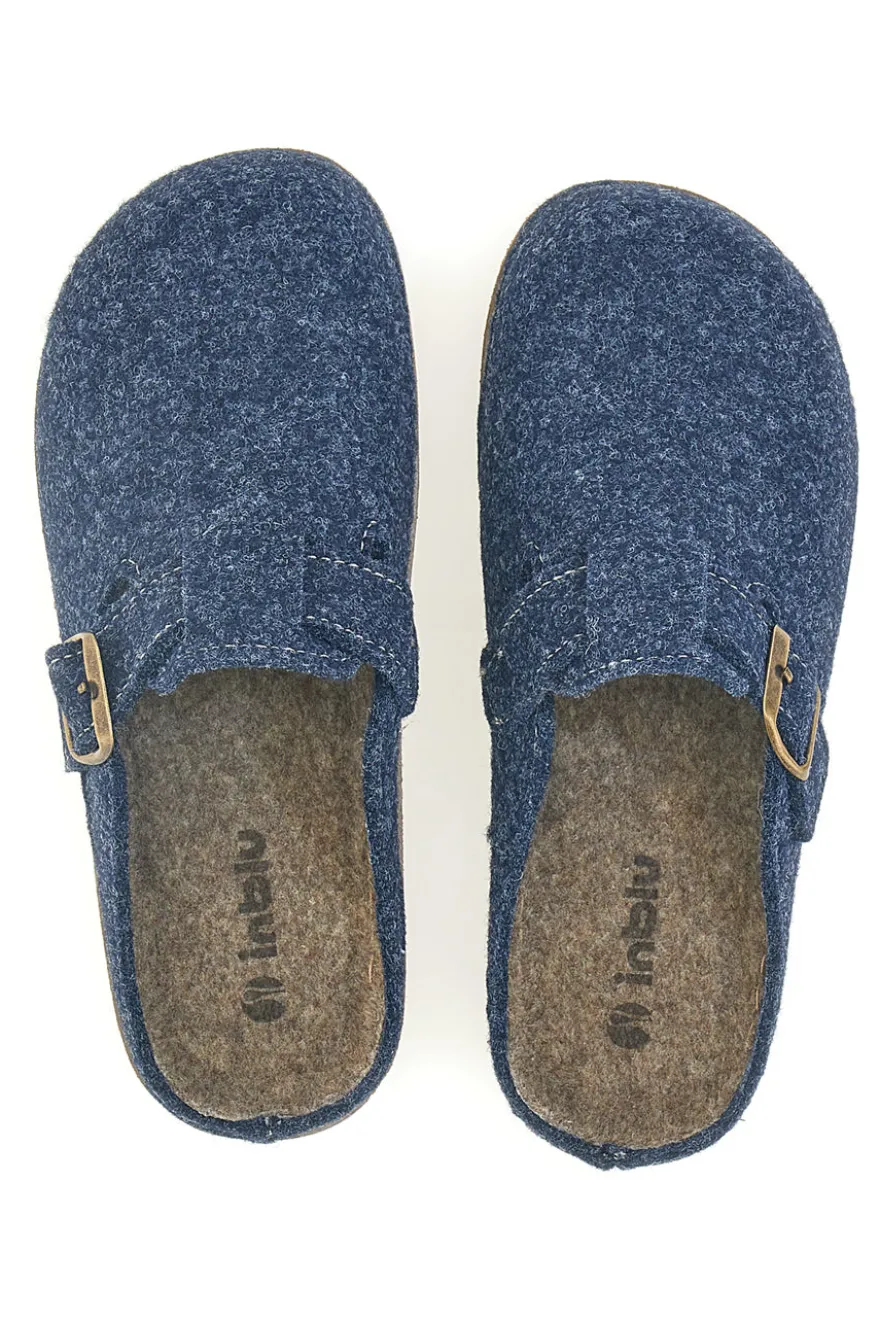 Ciabatte blu in feltro con fibbia decorativa Inblu 27 ED