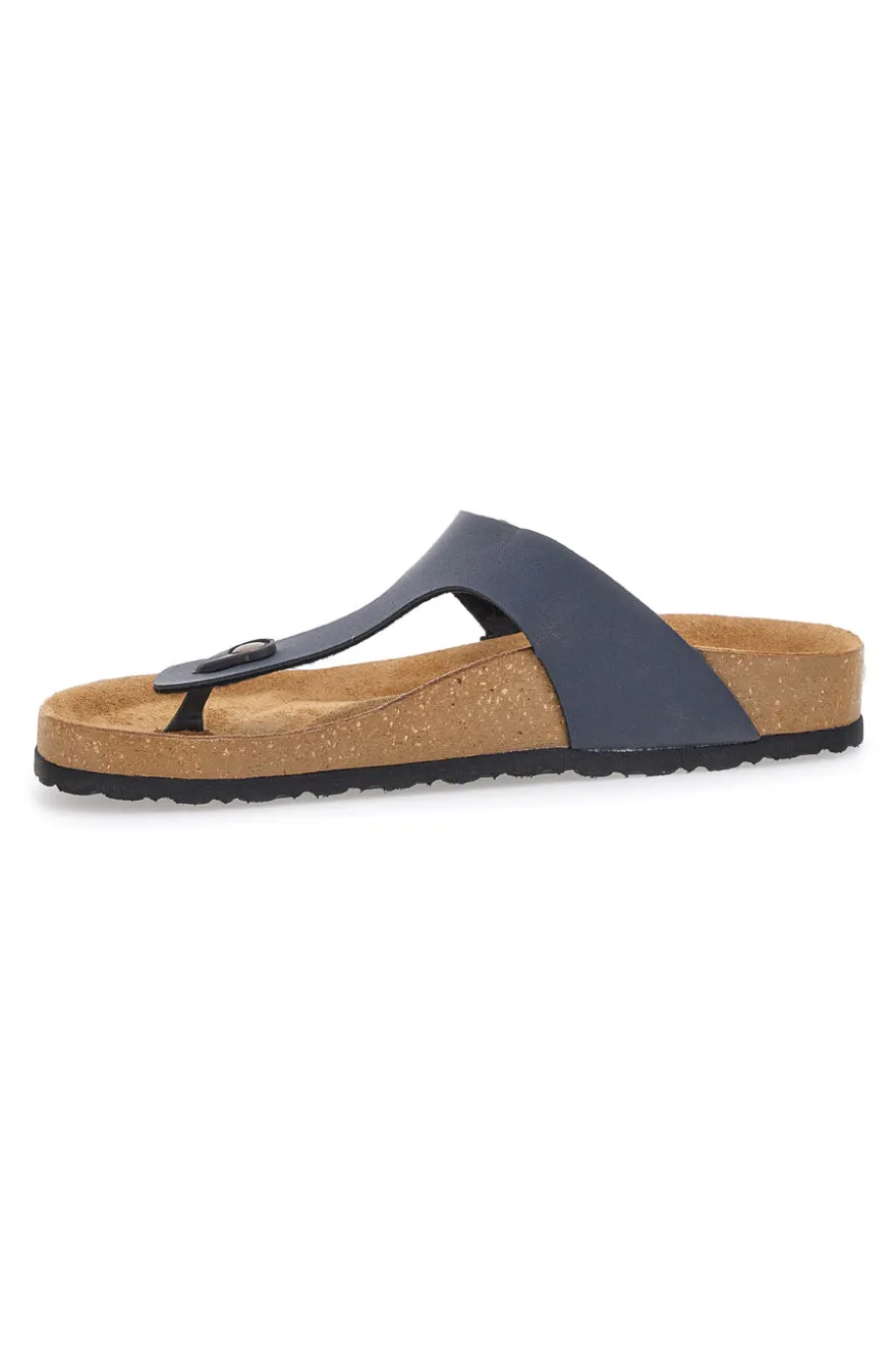 Ciabatte Blu Infradito Con Sottopiede In Vera Pelle Inblu 11 Nu