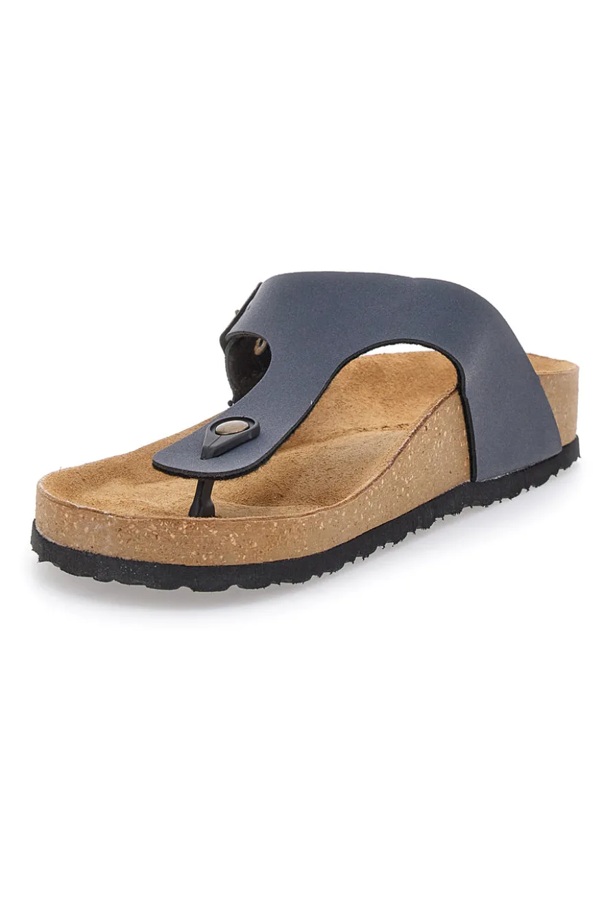 Ciabatte Blu Infradito Con Sottopiede In Vera Pelle Inblu 11 Nu