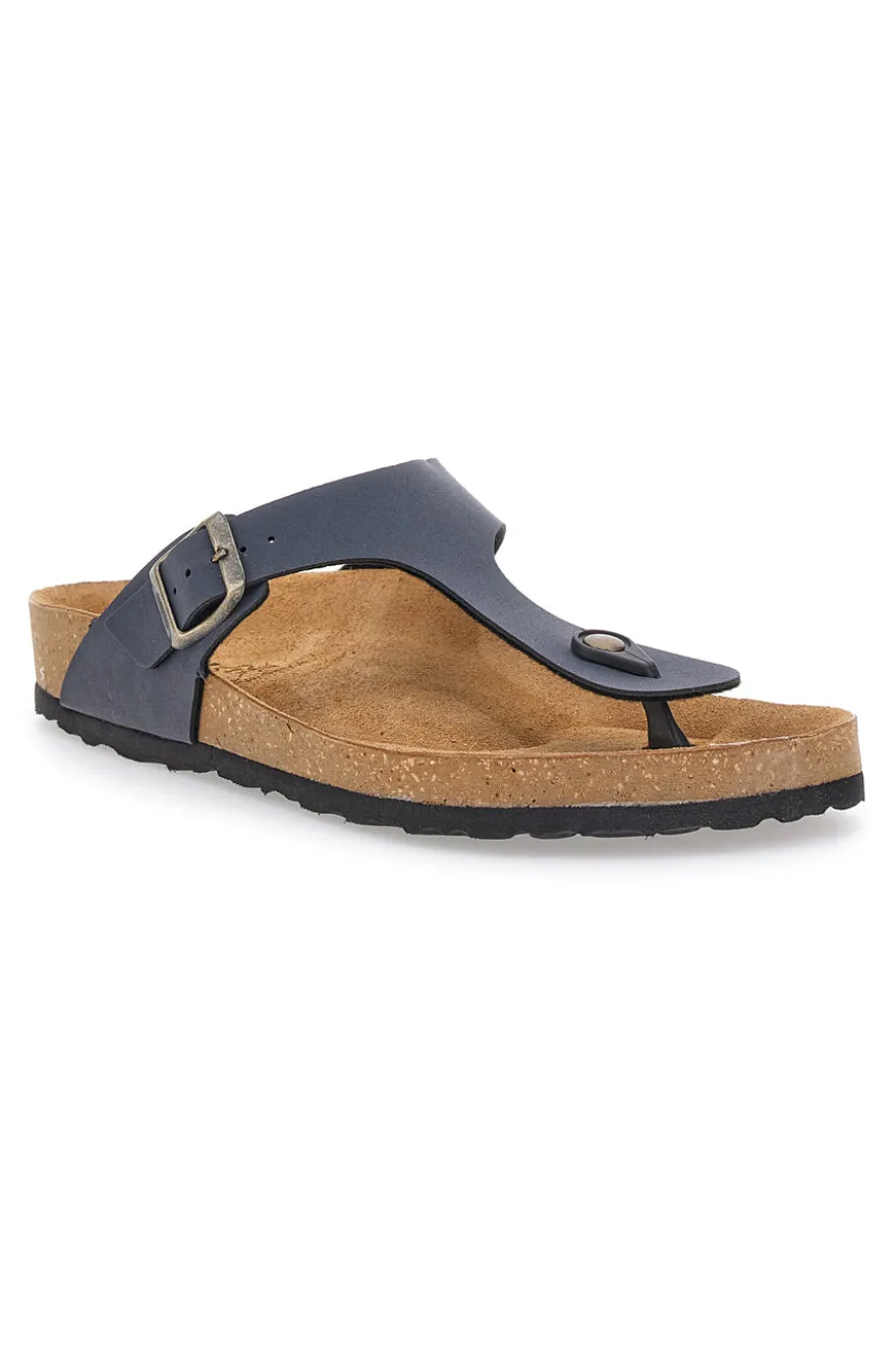 Ciabatte Blu Infradito Con Sottopiede In Vera Pelle Inblu 11 Nu