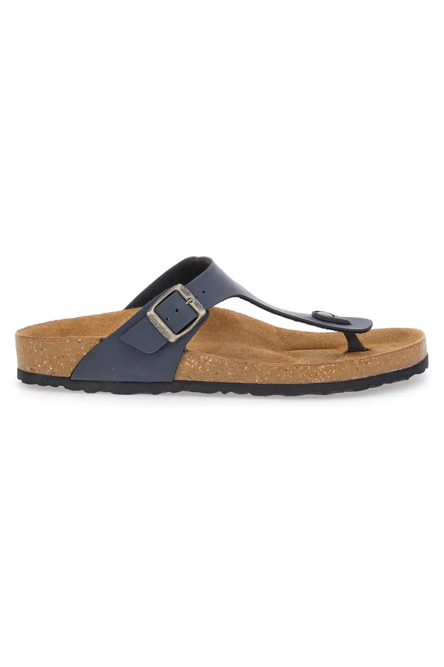 Ciabatte Blu Infradito Con Sottopiede In Vera Pelle Inblu 11 Nu