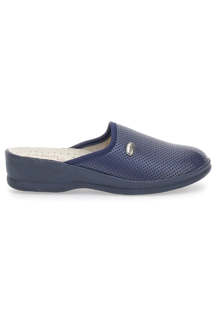 Ciabatte Blu Made In Italy Con Plantare In Vera Pelle Le Soft 824100