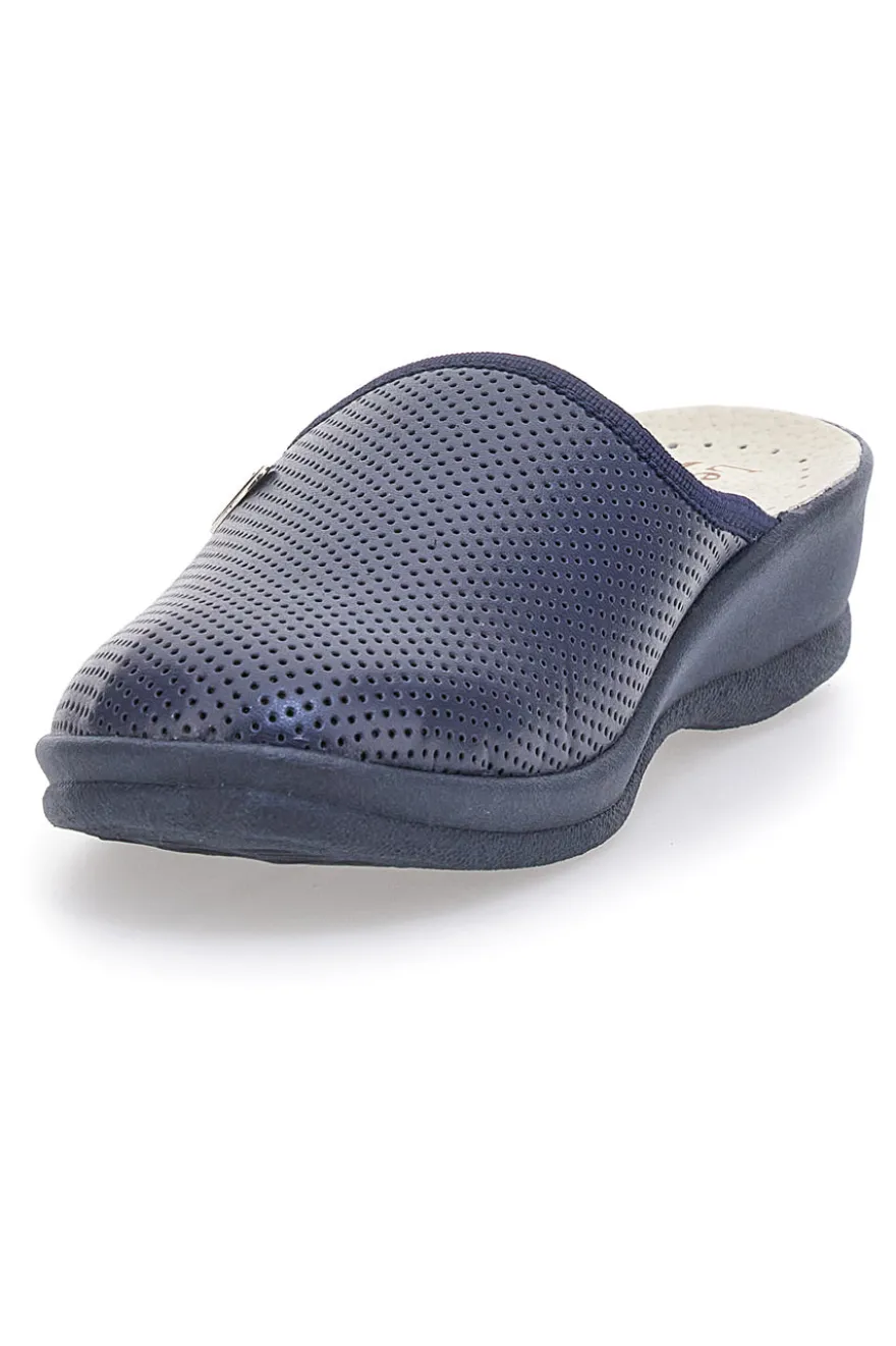 Ciabatte Blu Made In Italy Con Plantare In Vera Pelle Le Soft 824100