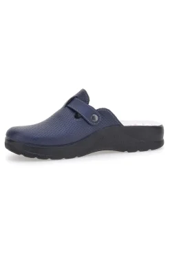 Ciabatte Blu Made In Italy Con Sottopiede In Vera Pelle Mrs Chef 8005