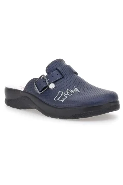 Ciabatte Blu Made In Italy Con Sottopiede In Vera Pelle Mrs Chef 8005