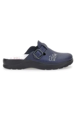 Ciabatte Blu Made In Italy Con Sottopiede In Vera Pelle Mrs Chef 8005