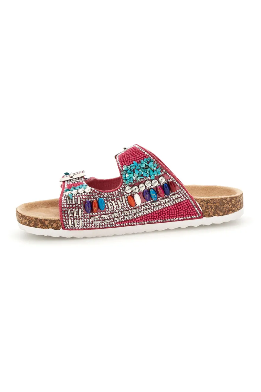 Ciabatte Bordeaux con Strass e Doppia Fibbia Pitt kids 14404