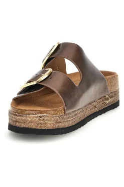 Ciabatte bronzo con doppia fibbia Superga S11T627