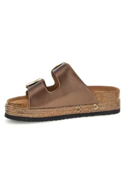 Ciabatte bronzo con doppia fibbia Superga S11T627