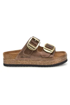 Ciabatte bronzo con doppia fibbia Superga S11T627