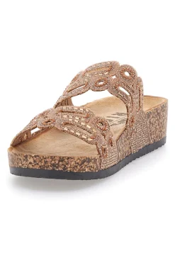Ciabatte Cammello con doppia fascia decorata con strass Prima Riga 14226