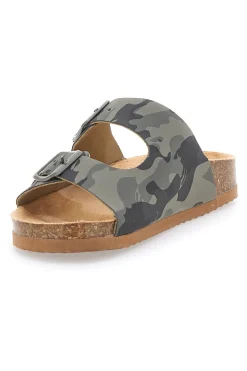 Ciabatte camouflage verdi con doppia fibbia Pitt Kids 41701