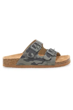 Ciabatte camouflage verdi con doppia fibbia Pitt Kids 41701