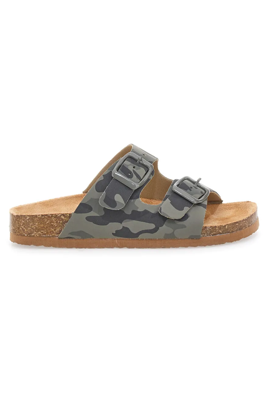 Ciabatte camouflage verdi con doppia fibbia Pitt Kids 41701