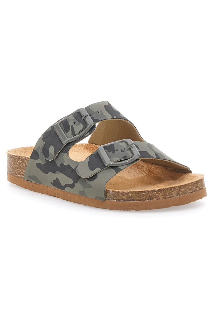 Ciabatte camouflage verdi con doppia fibbia Pitt Kids 41701