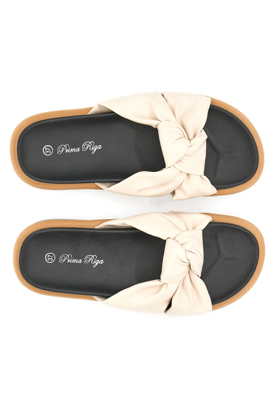 Ciabatte casual Prima Riga 43 Beige con arricciatura